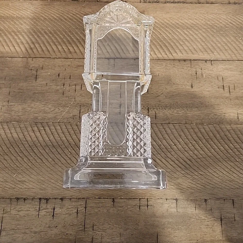 Vintage Clear Pressed Glass Grandfather Clock Case Diamond Point Sunburst Decor